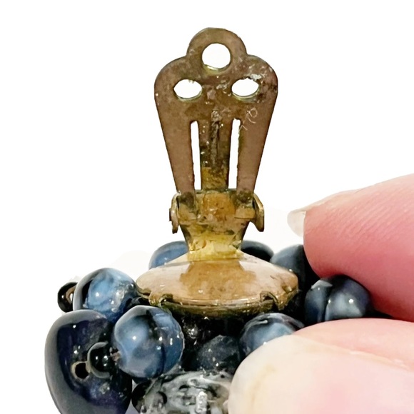 Vintage Clip On Earring Lot of 11 Pairs Rhinestone Gold Silver Blue Pink Black - Picture 10 of 16